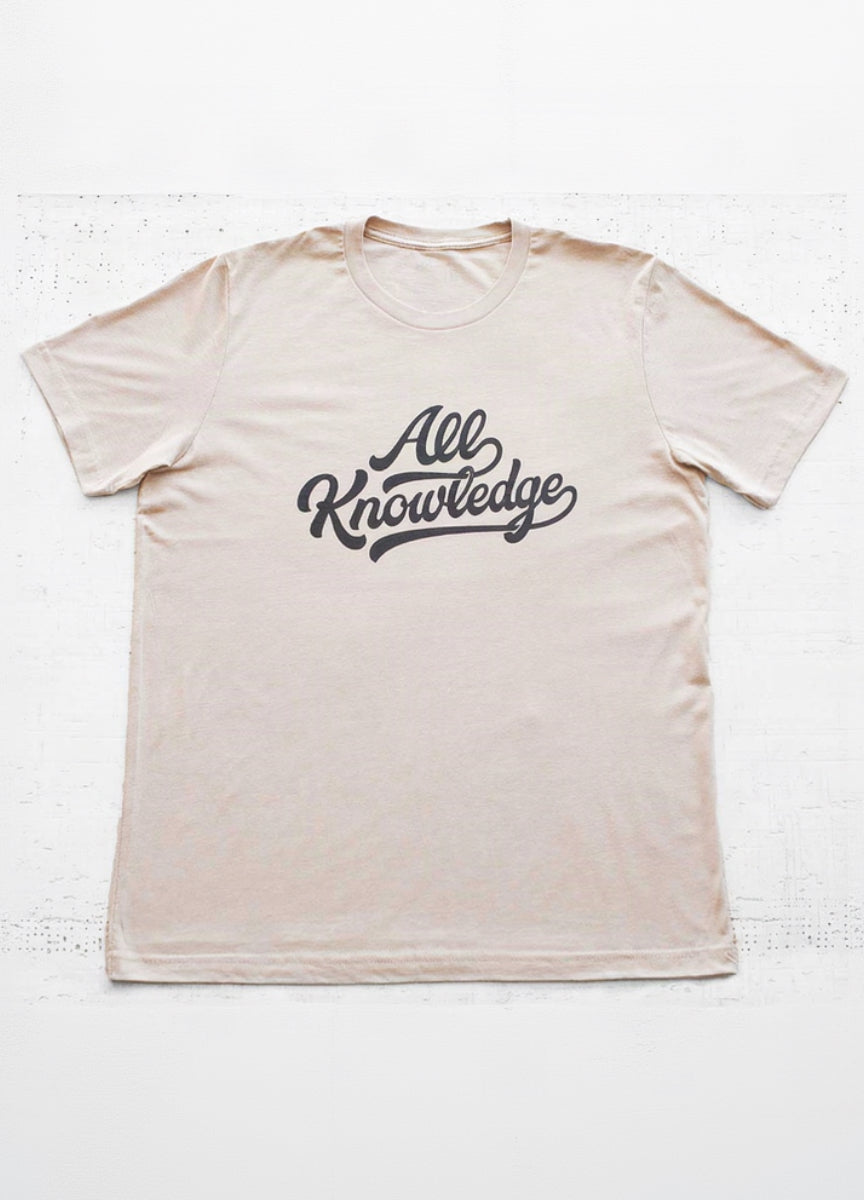 All Knowledge Script T-Shirt – Sand