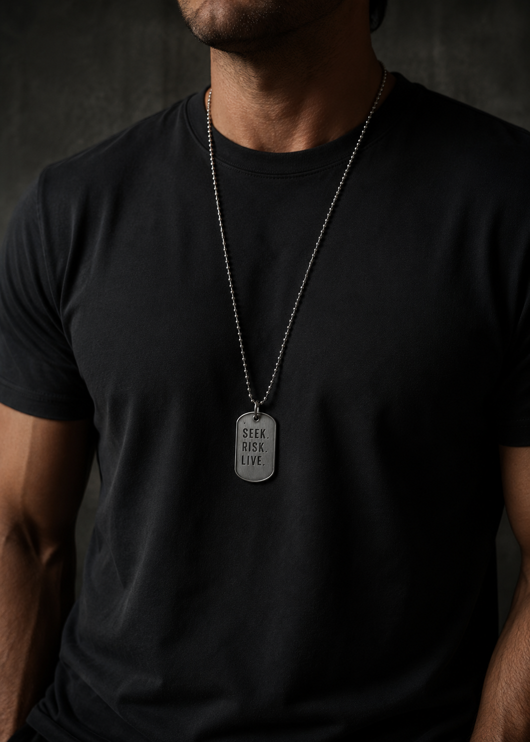 Dog tag necklace - SEEK RISK LIVE