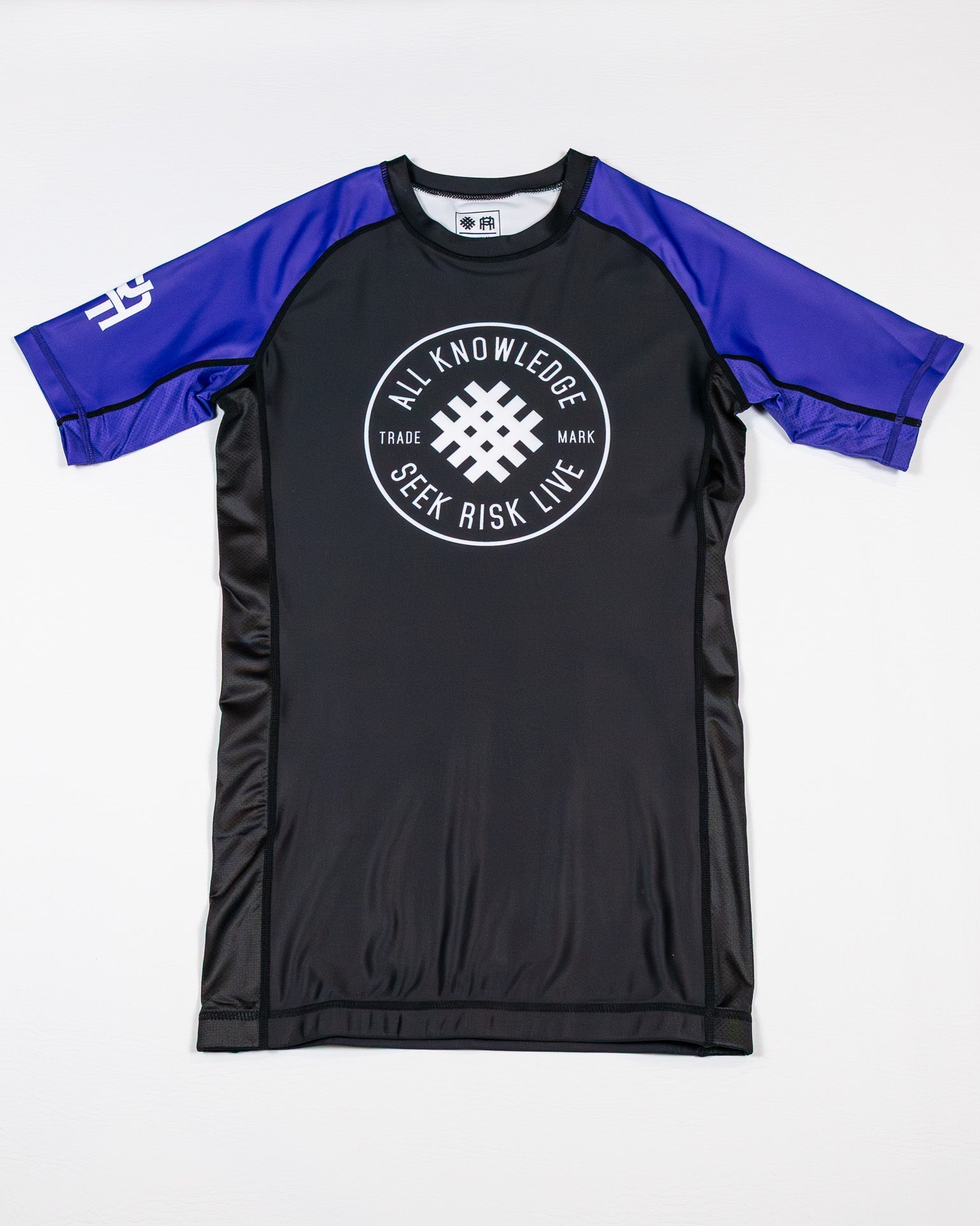 Purple and black grappling rashguard