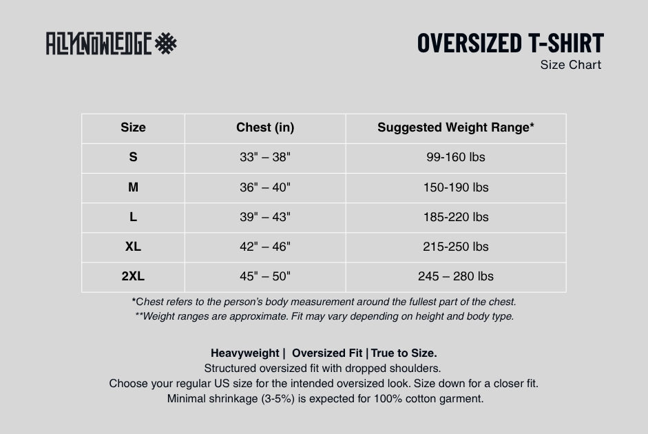 Six Blades Origins  | Oversized Heavyweight Tee (white) — Preorder size chart