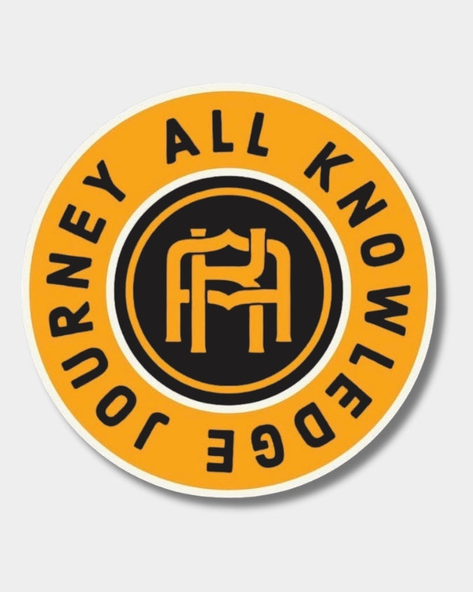 AK Retro Orange Badge Sticker - All Knowledge Journey
