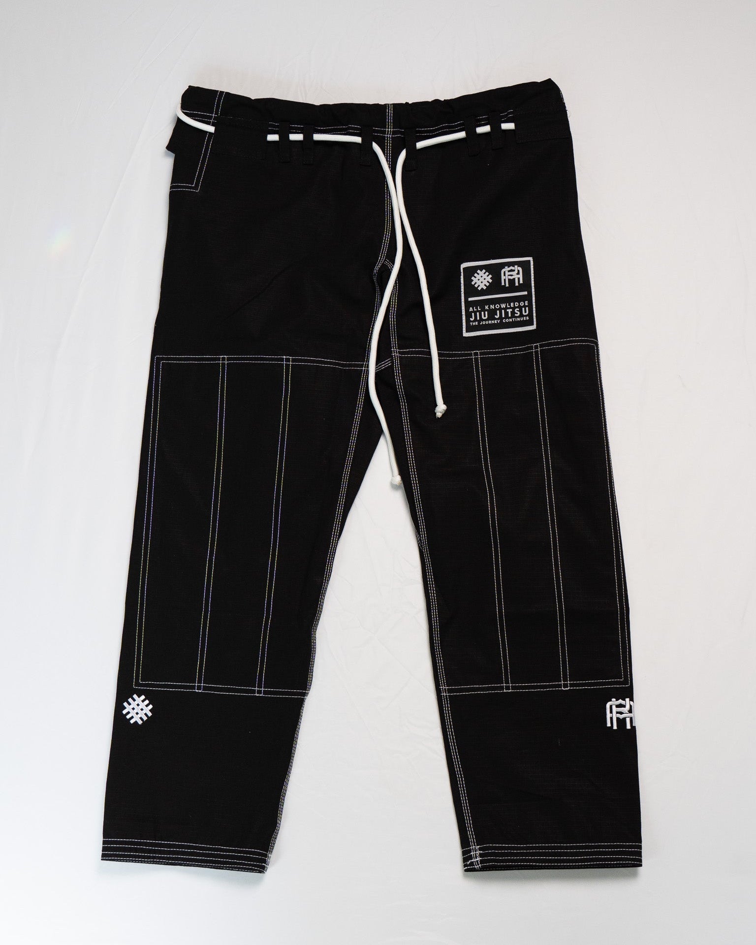 Black BJJ GI pants with white accents