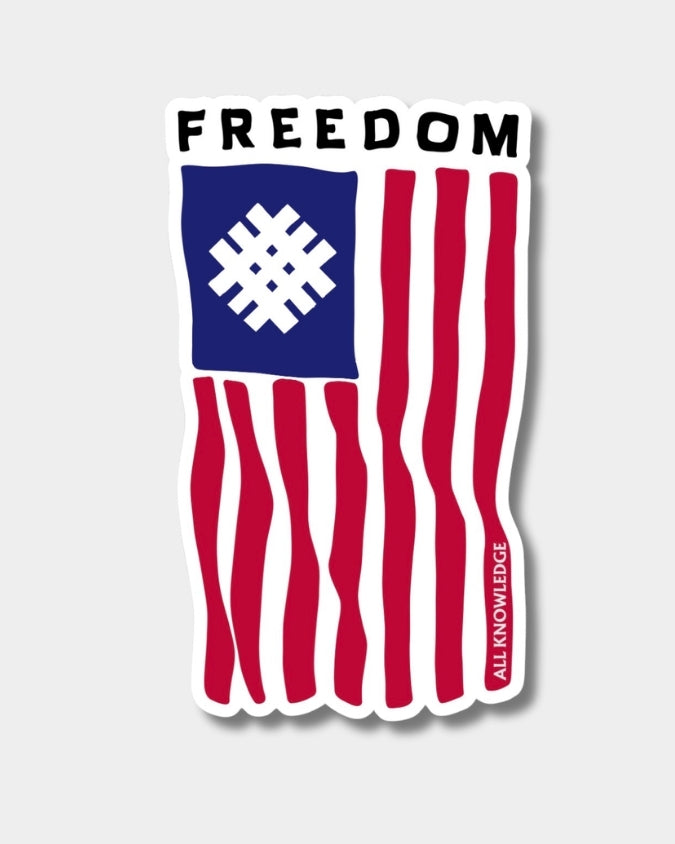 patriot 3D sticker with American flag design and 'FREEDOM' handwriting