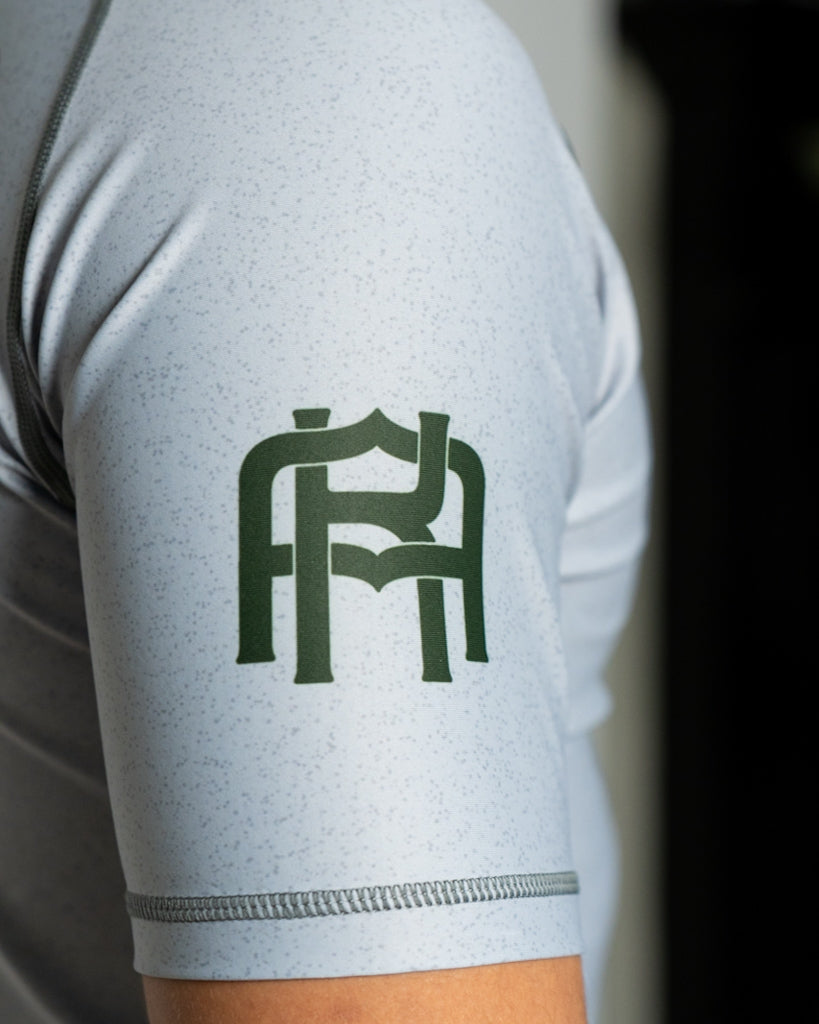 AK Gray premium jiu-jitsu Rashguard with subtle grain