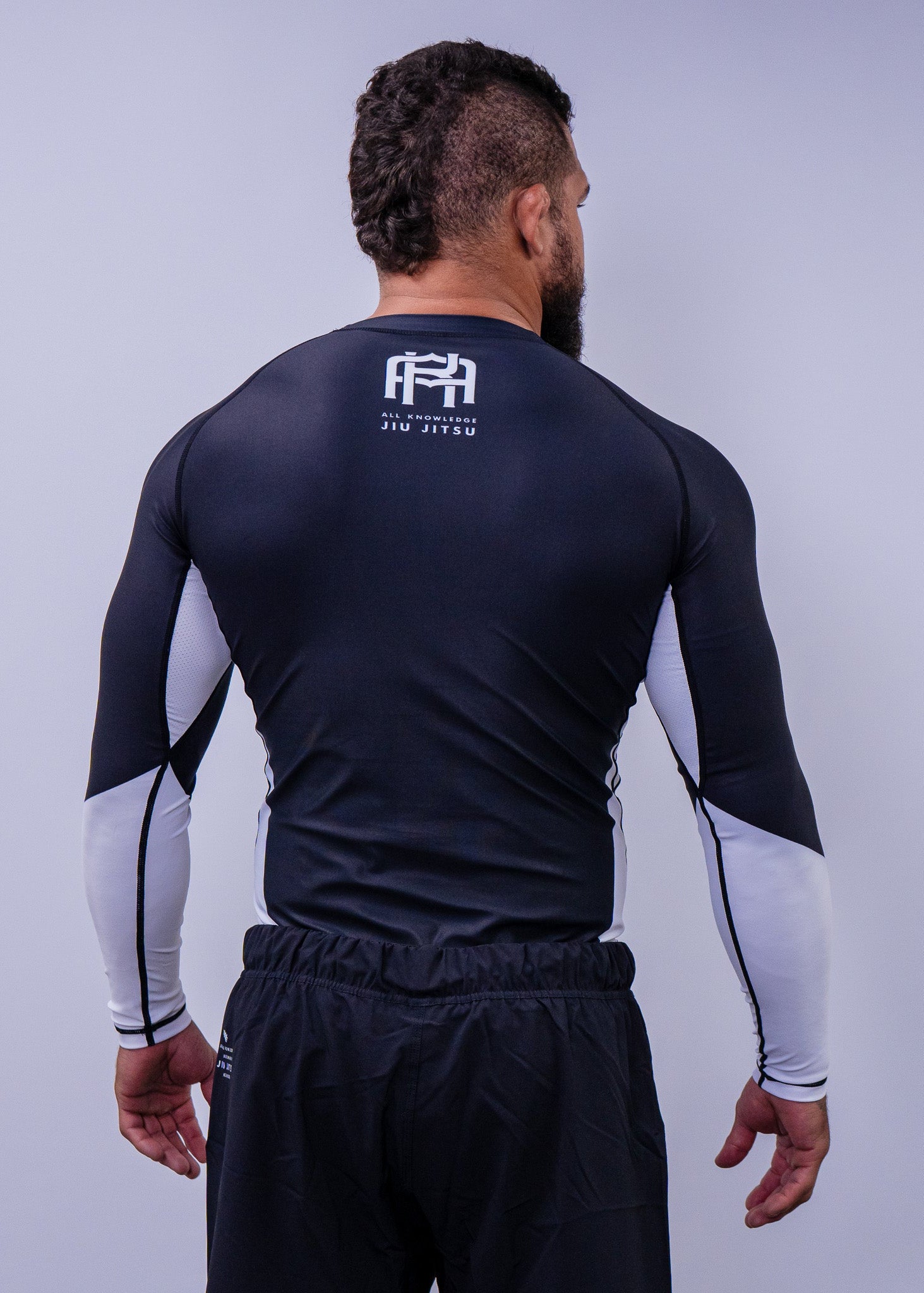 black and white long sleeve rashguard - back